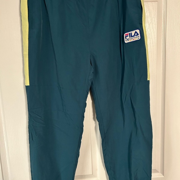 Fila Teal Track Pants with Yellow Stripes - Picture 1 of 5